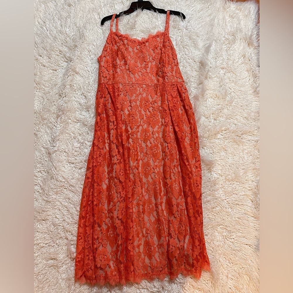 Apt 9 laced overlay coral sun dress. Size XL